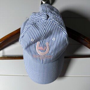 Vineyard Vines Kentucky Derby 2016 Blue & White Stripe with Pink Ball cap Hat